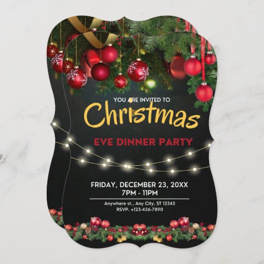 クリスマスの招待状 | カスタマイズ可能な招待状 招待状 (正面/裏面)