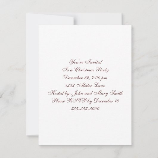 クリスマスの招待状、ヴィンテージの休日の家 招待状 (裏面)