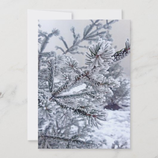 クリスマスの招待状、雪の下のクリスマスツリー 招待状 (正面)