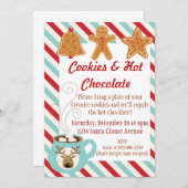 クリスマスの招待-ココアおよびクッキー 招待状 (正面/裏面)