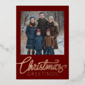 クリスマスの挨拶と写真 箔シーズンカード (正面)