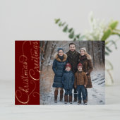 クリスマスの挨拶と写真 箔シーズンカード (立ち正面)