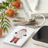 クリスマスの挨拶のサインを掲げる漫画の子 キーホルダー (正面右)