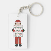 クリスマスの挨拶のサインを掲げる漫画の子 キーホルダー (裏面)