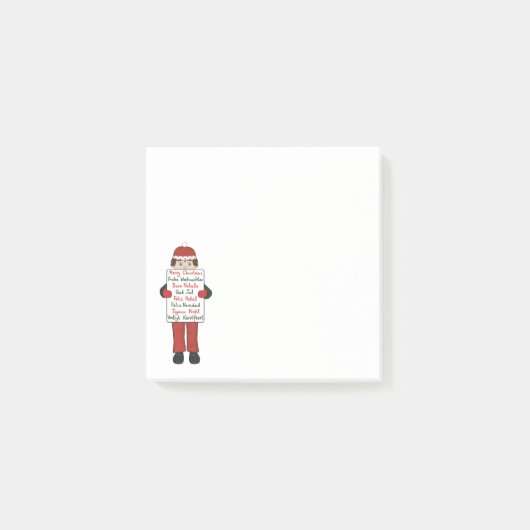 クリスマスの挨拶のサインを掲げる漫画の子 ポストイット (正面)