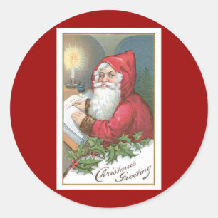クリスマスの挨拶のヴィンテージサンタクロース ラウンドシール