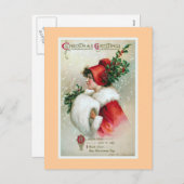 クリスマスの挨拶のヴィンテージ シーズンポストカード (正面/裏面)