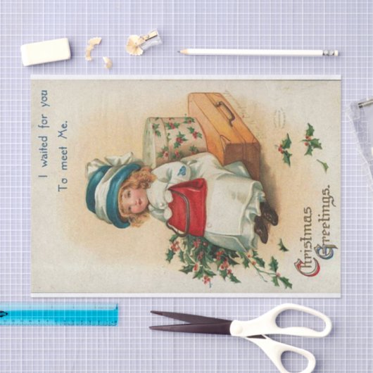 クリスマスの挨拶の女の子を待って、エレン・クラッサドル 薄葉紙 (クラフト)