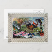 クリスマスの挨拶はがきビクトリアン。 シーズンポストカード (正面/裏面)