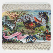 クリスマスの挨拶はがきビクトリアン。 スクエアシール (正面)