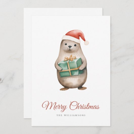 クリスマスの挨拶をシール シーズンカード (正面/裏面)