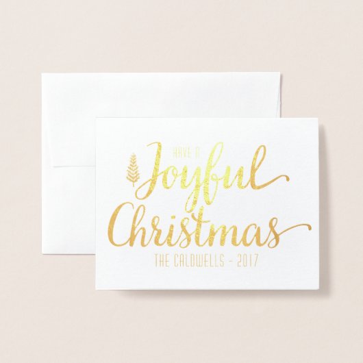 クリスマスの挨拶を楽しむ |ゴールドフォイルカード 箔カード (封筒付き正面)
