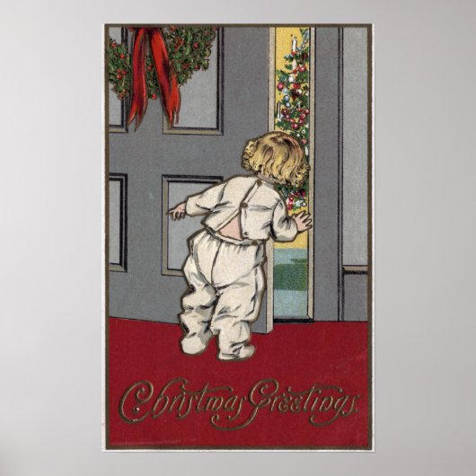 クリスマスの挨拶キッド・ピーキング・フォー・サンタ ポスター (正面)