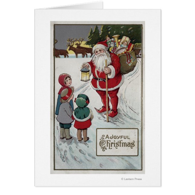 クリスマスの挨拶サンタと子供たち (正面)