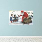クリスマスの挨拶サンタと子供 キャンバスプリント (インサイチュ (ウッドフロア))