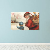 クリスマスの挨拶サンタと少年の会話 キャンバスプリント (インサイチュ (ウッドフロア))