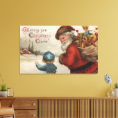 クリスマスの挨拶サンタと少年の会話 キャンバスプリント (インサイチュ (リビング))