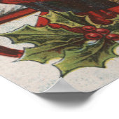 クリスマスの挨拶サンタと鹿と子供 ポスター (角)