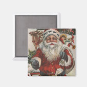 クリスマスの挨拶サンタと鹿と子供 マグネット (正面/裏面)