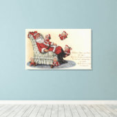 クリスマスの挨拶サンタ座り# 2 キャンバスプリント (インサイチュ (ウッドフロア))