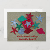 クリスマスの挨拶ビーチ。 シーズンポストカード (正面/裏面)