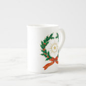クリスマスの挨拶ホリーリース&ベツレヘムのスター ボーンチャイナマグカップ (正面右)
