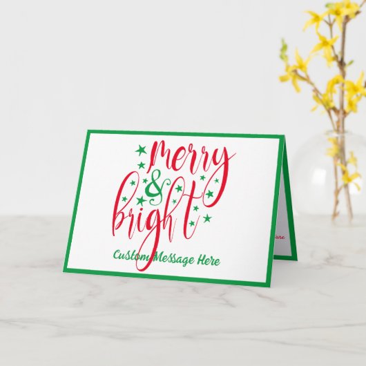 クリスマスの挨拶メリーと明るい赤の緑 カード (黄色い花)