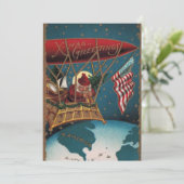 クリスマスの挨拶ヴィンテージ愛国的なサンタinブリンプ シーズンカード (スタンド正面)