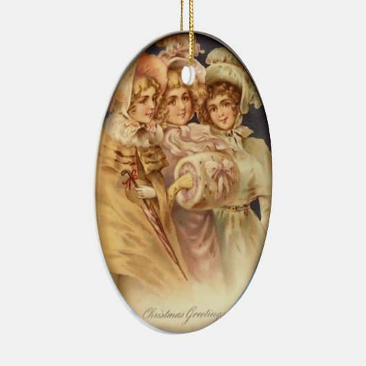 クリスマスの挨拶ヴィンテージ セラミックオーナメント (右)