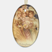 クリスマスの挨拶ヴィンテージ セラミックオーナメント (左)