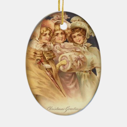 クリスマスの挨拶ヴィンテージ セラミックオーナメント (裏面)