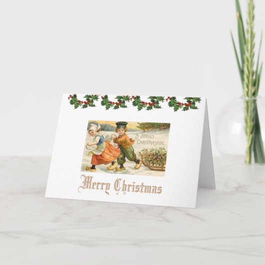 クリスマスの挨拶状のヴィンテージのオランダの子供 シーズンカード (正面)