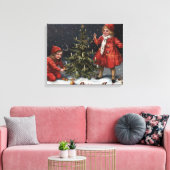 クリスマスの挨拶飾子供の木 キャンバスプリント (インサイチュ (リビング))