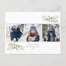 クリスマスの挨拶3 Photo Greenery モダン シーズンポストカード