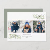 クリスマスの挨拶3 Photo Greenery モダン シーズンポストカード (正面/裏面)