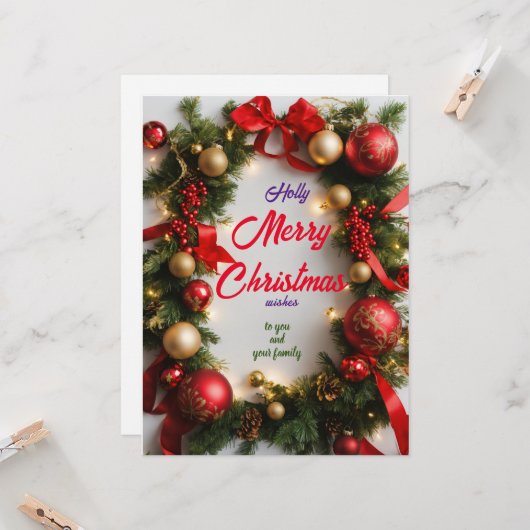 クリスマスの挨拶 カード (正面/裏面インサイチュ)
