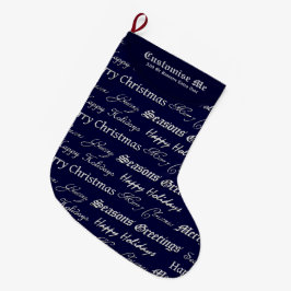 クリスマスの挨拶(シルバー) ラージクリスマスストッキング