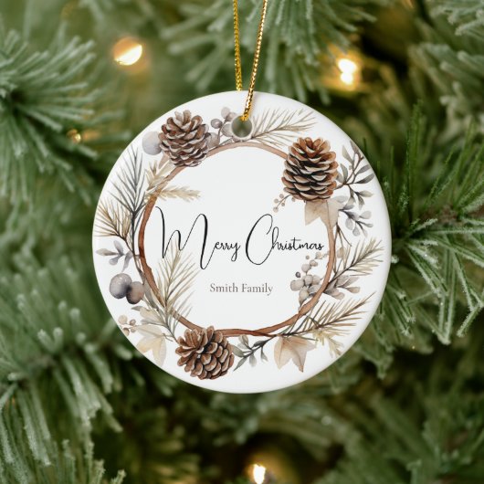 クリスマスの挨拶 セラミックオーナメント (ツリー)