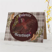 クリスマスの挨拶 パープルフィンチ カード (黄色い花)