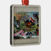 クリスマスの挨拶、ビクトリアンな郵便はがき メタルオーナメント (右)