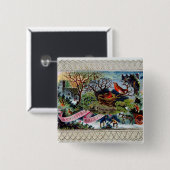 クリスマスの挨拶、ビクトリアンな郵便はがき 缶バッジ (正面&裏面)