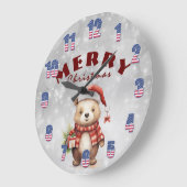 クリスマスの挨拶 ラージ壁時計 (傾斜)