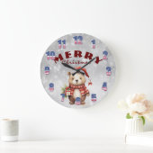 クリスマスの挨拶 ラージ壁時計 (ホーム)