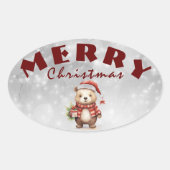 クリスマスの挨拶 楕円形シール (正面)