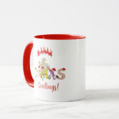 クリスマスの挨拶 赤いマグカップ マグカップ (正面左)