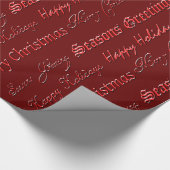 クリスマスの挨拶（赤） ラッピングペーパー (角)