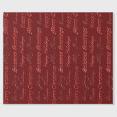 クリスマスの挨拶（赤） ラッピングペーパー (フラット)