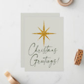 クリスマスの挨拶！ |金ゴールドグリッター星 ノートカード (正面/裏面インサイチュ)