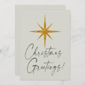 クリスマスの挨拶！ |金ゴールドグリッター星 ノートカード (正面/裏面)