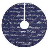 クリスマスの挨拶(銀) ブラッシュドポリエステルツリースカート (正面)